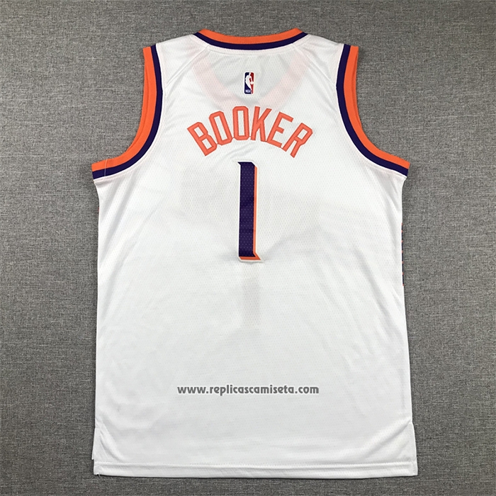 Camiseta Nino Phoenix Suns Devin Booker #1 Association 2023-24 Blanco